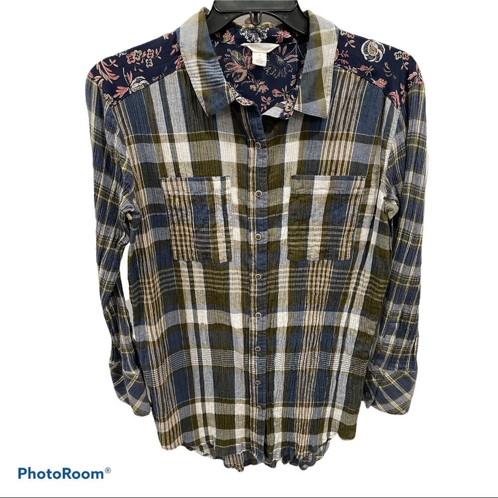 CASLON MIXED PRINT FALL BLOUSE S